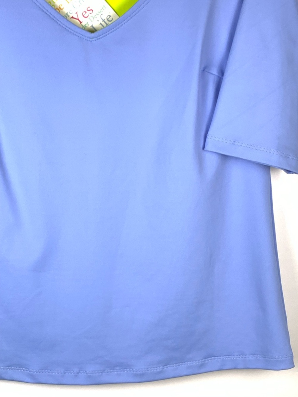 Gretchen Scott NWT Womens Medium Blue V Neck Stretch Top 3/4 Sleeve Golf - Picture 7 of 15